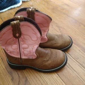Justin roper boots ladies pink and brown